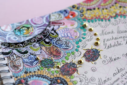 A detail of a pretty art journal page by Peony and Parakeet