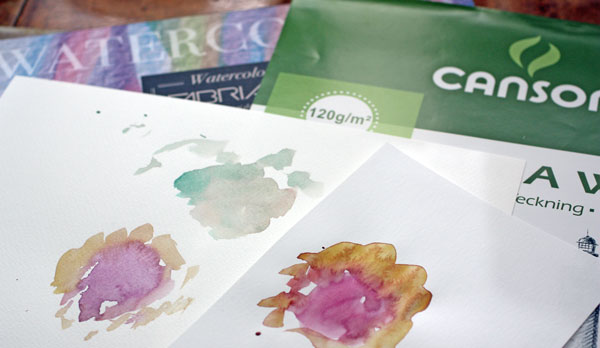 Fabriano watercolor paper and Canson drawing paper, Peony and Parakeet