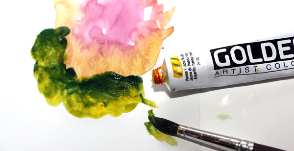 Acrylic paints vs watercolours, Peony and Parakeet