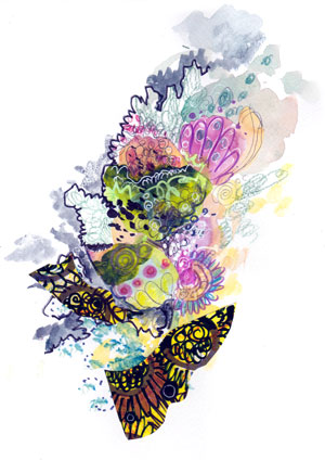 Butterfly, a collage by Peony and Parakeet