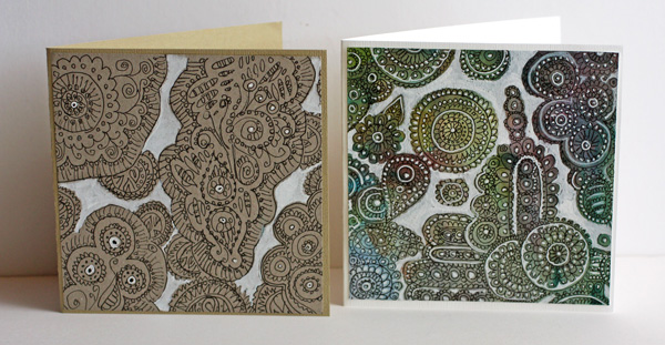 Doodled lace cards, by Peony and Parakeet