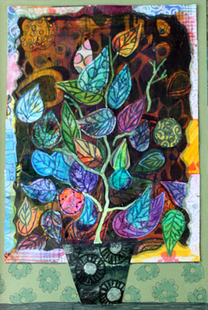 House plant, a paper collage by Peony and Parakeet