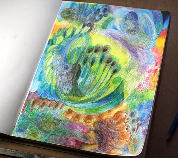 Four easy techniques to express yourself with colored pencils by Peony and Parakeet: work in progress