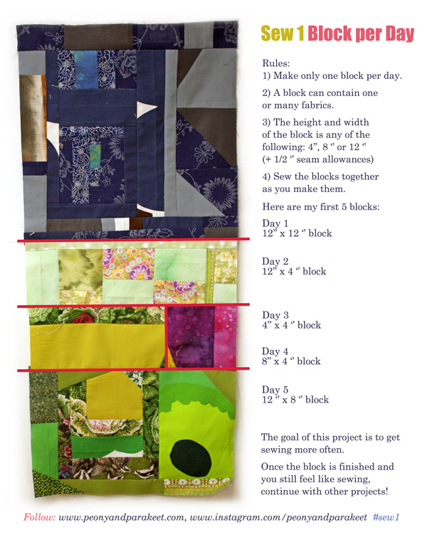 Sew 1 Block per Day, a quilting project by Peony and Parakeet