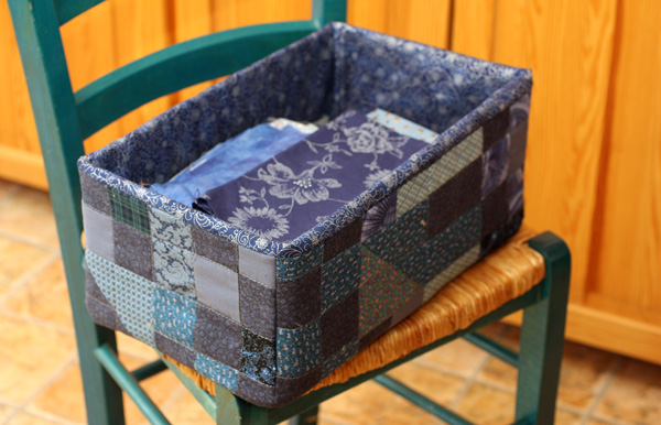 A quilted box, the pattern is published in the book Sunday Morning Quilts