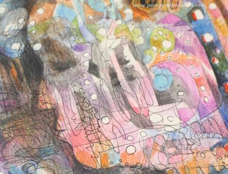 "I am listening", a detail of an art journal page by Peony and Parakeet