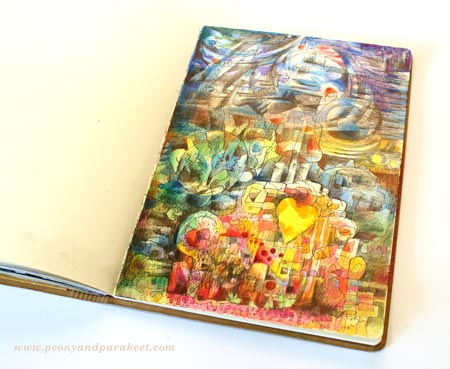 Home sofa, an art journal page by Peony and Parakeet