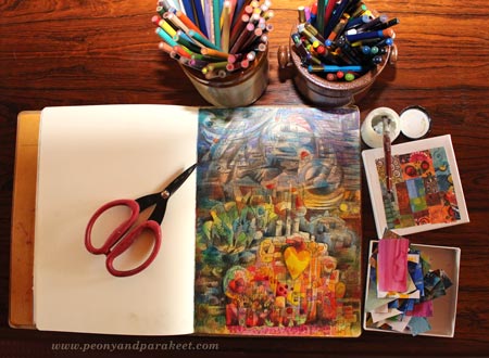 Making of an art journal page by Peony and Parakeet