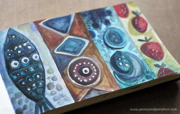 An art journal page by Peony and Parakeet