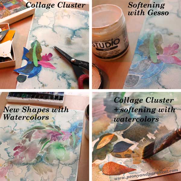 Creating a mixed media painting without sketching by Peony and Parakeet