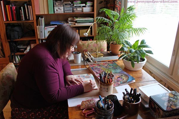 Paivi from Peony and Parakeet and her creative space