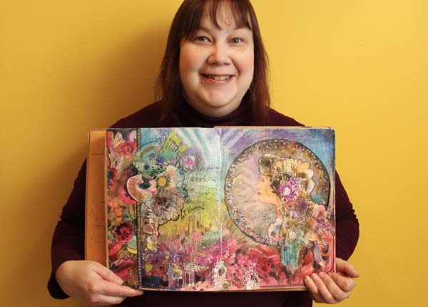 Paivi Eerola and a handdrawn collage created for the art journaling class Doodled Luxury, collage ideas for creatives!