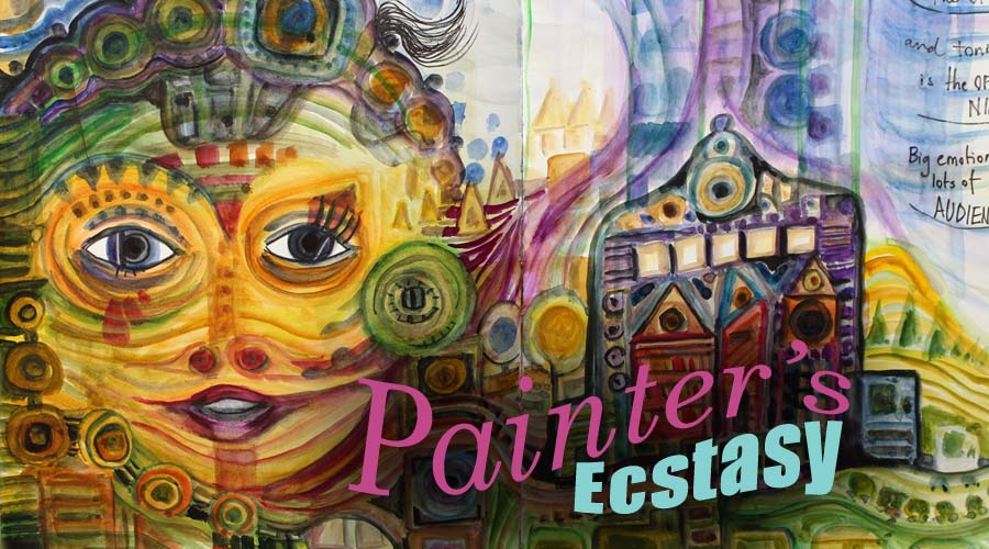 Painter's Ecstasy, watercolor art journaling class inspired by Hundertwasser