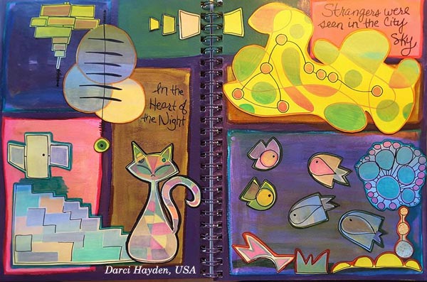 Darci Hayden, USA. A student artwork for the art journaling class Modern Mid-Century.