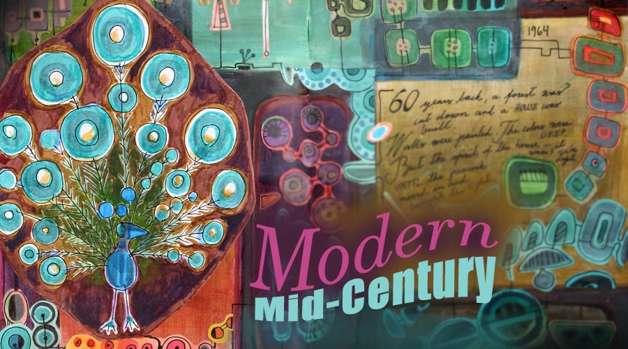 Modern Mid-Century, an art journaling class about decorative shapes and mid-century modern style. By Peony and Parakeet.