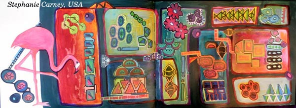 Stephanie Carney, USA. A student artwork for the art journaling class Modern Mid-Century.