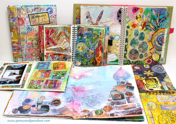 Paivi's art journals. She loves art journaling.