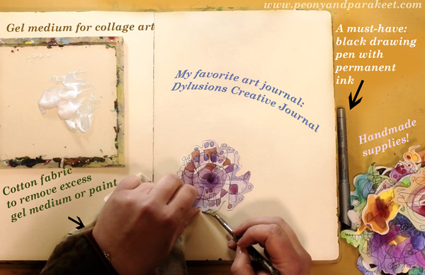 Making of a hand-drawn paper collage. By Peony and Parakeet. Her course Inspirational Drawing 2.0 teaches how to create these + enjoy hand drawing!