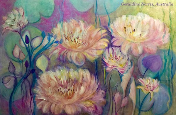 A Monet-inspired painting by Geraldine Norris, Australia, a student of Peony and Parakeet.