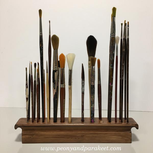 Wooden Paint Brush Holder Paintbrush Stand Wood Brush Caddy Artist