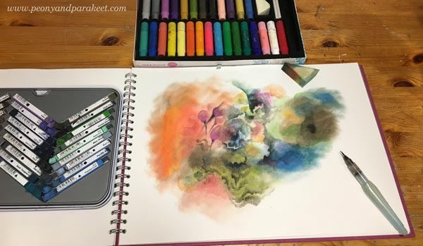 Starting an art journal page by Paivi Eerola from Peony and Parakeet. See more tips on how to create intuitively!