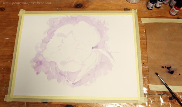 Sketching with watercolor. By Paivi Eerola from Peony and Parakeet.