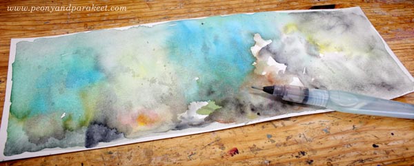 Painting watercolor panoramas by Paivi Eerola from Peony and Parakeet