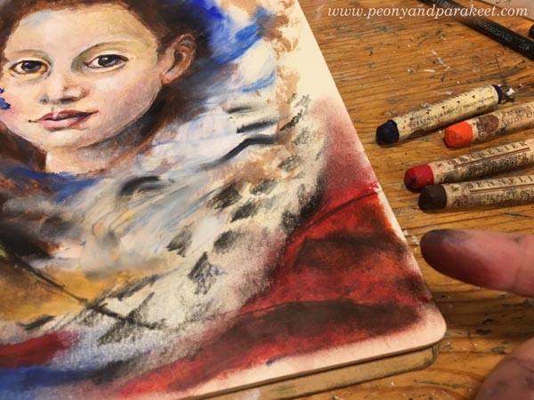 How to use oil pastels in mixed-media?