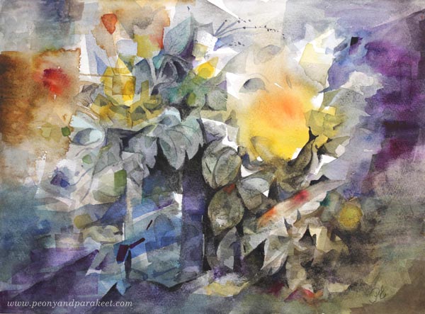 "Would Like to Stay" - a floral watercolor painting by Paivi Eerola from Peony and Parakeet