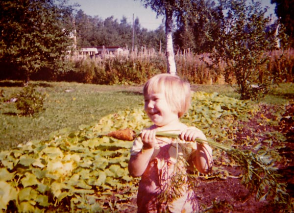 A girl with a carrot. Children are creative no matter what they do.