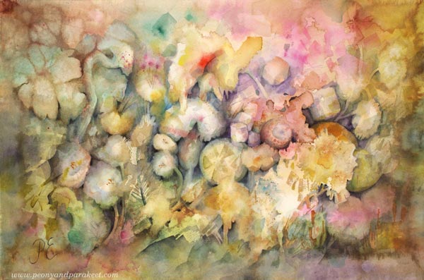 Splashpompom - a watercolor painting by Paivi Eerola