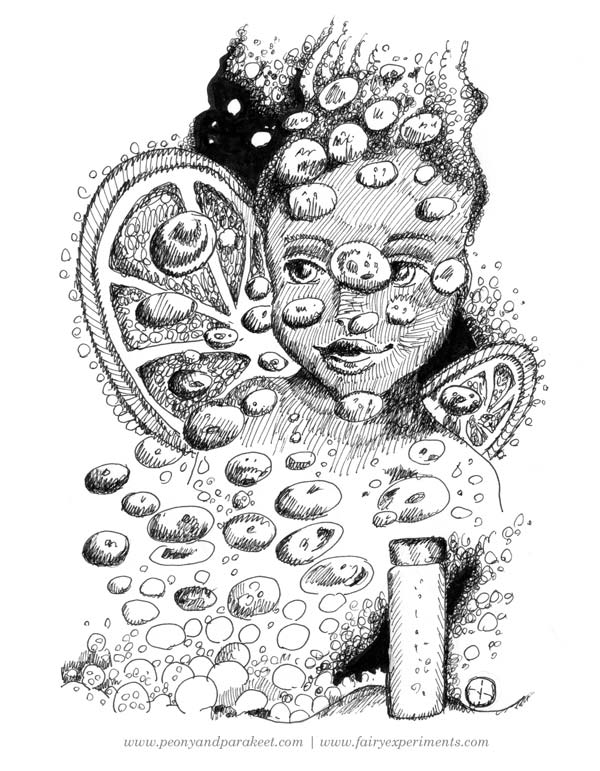 An illustration for the book Fairy Experiments for Thinkers and Tinkerers, author C.L. Hunt, illustrator Paivi Eerola.