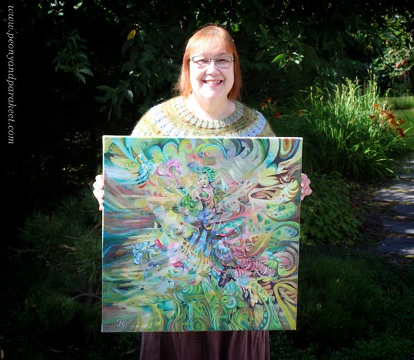 Paivi Eerola and her intuitive fantasy painting "Arotuuli / Steppe Wind."