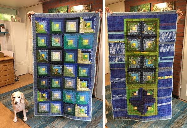 A log cabin dog quilt. Crafting as a hobby by Paivi Eerola of Peony and Parakeet. Read her thoughs about fine artists, craft artists, and crafting.