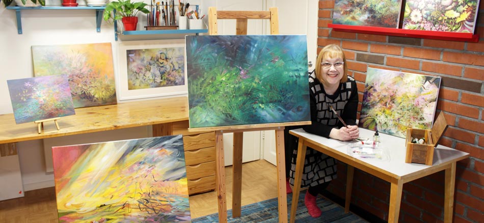 A visual artist Paivi Eerola in her studio in Finland.