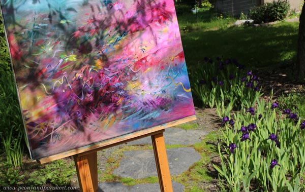 Restless Heart, oil painting by Paivi Eerola, photographed in the garden.