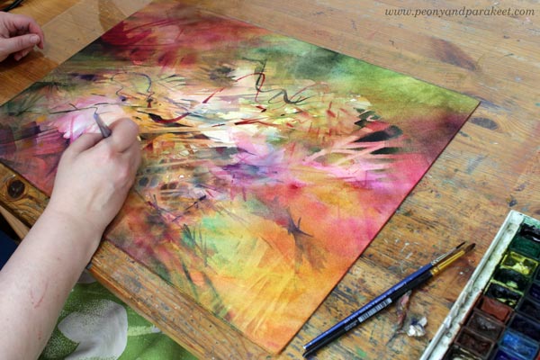 Making a layered watercolor painting. By artist Paivi Eerola.