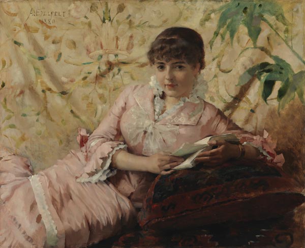 Albert Edelfelt, Parisienne Reading, oil on canvas, 1880