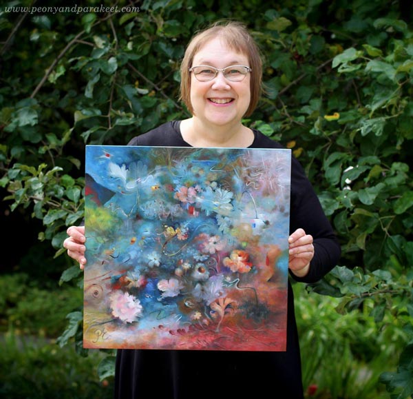 Artist Paivi Eerola from Finland and her painting "For Liberty."