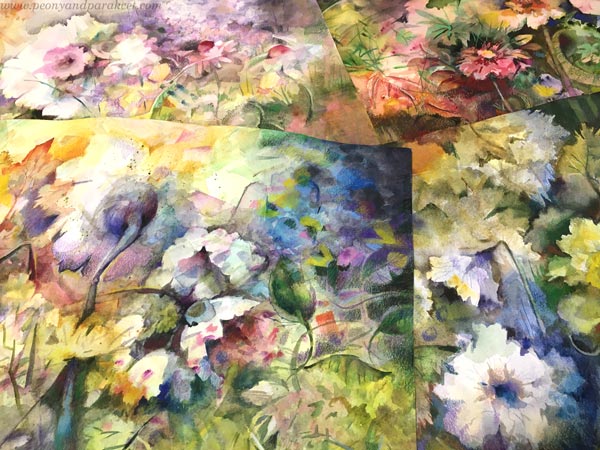 Watercolor flower paintings by Paivi Eerola