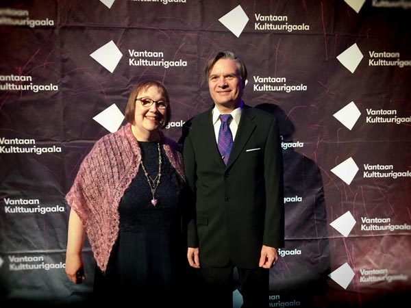 Päivi Eerola and her husband in Vantaa's cultural gala.