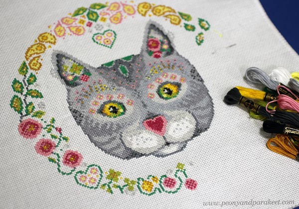 Cross Stitch cat design by Paivi Eerola.