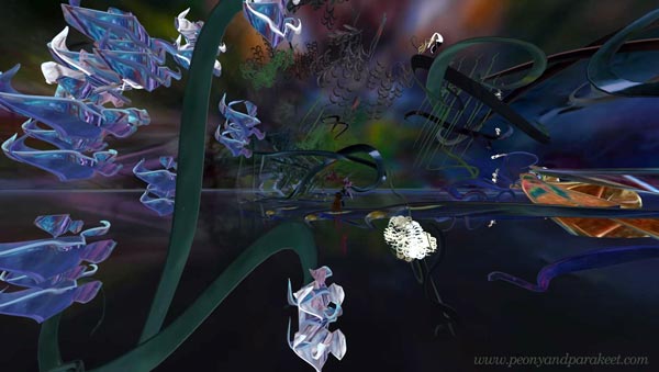 Unknown Land - a screenshot of virtual reality art, created by Paivi Eerola, Finland.