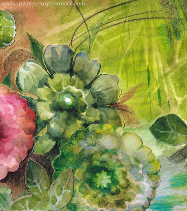 Watercolor flower collage - a detail.